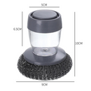 Escova De Aço Limpeza Com Recipiente Para Detergente Multiuso Lava Louças