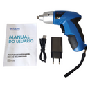 Mini Parafusadeira Sem Fio 49 peças Recarregável USB-C Com Kit de Chaves E Maleta - Azul - 50 Hz/60 Hz - 110V/220V