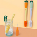Escova De Limpeza 3 Em 1 Garrafas Mamadeiras Cerdas Silicone